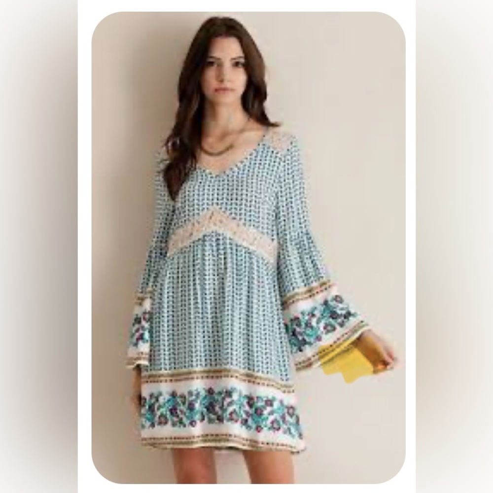 Entro Boho Border Print Tunic Dress